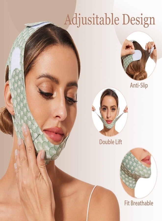 EDCBMB V Line Lifting Mask chin strap for sleeping jaw exerciser jawline shaper for women,Large,Green - Image 3